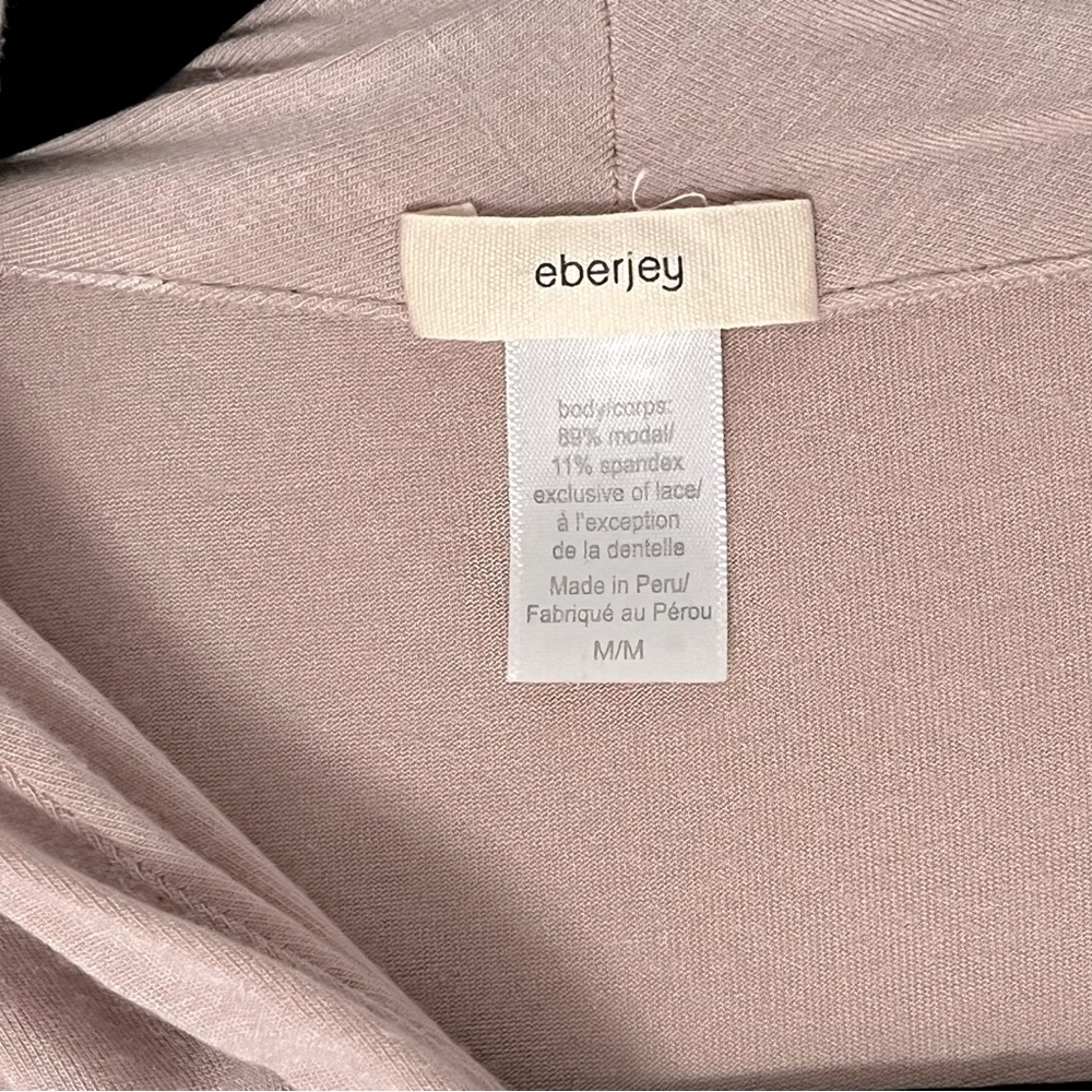 Eberjey Mariana Blush Pink Modal Robe M Lace Trim Lounge Bridal Romanticcore - Picture 7 of 7